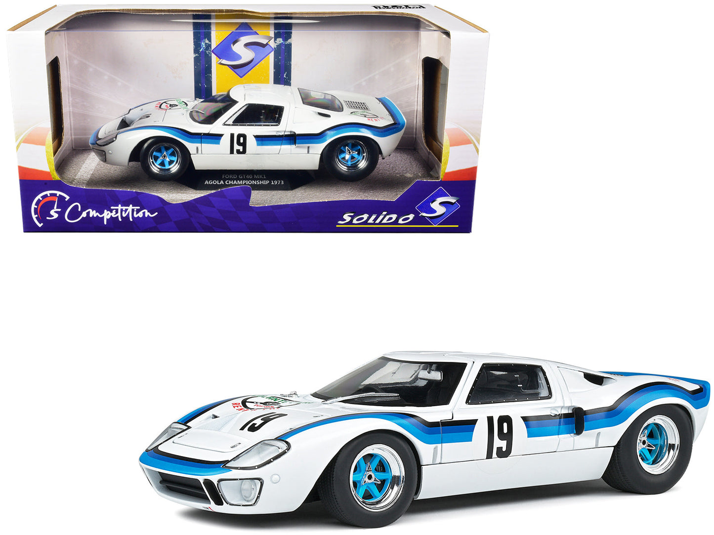 Ford GT40 MK.1 RHD (Right Hand Drive) #19 Emilio Marta "Angola Championship" (1973) "Competition" Series 1/18 Diecast Model Car