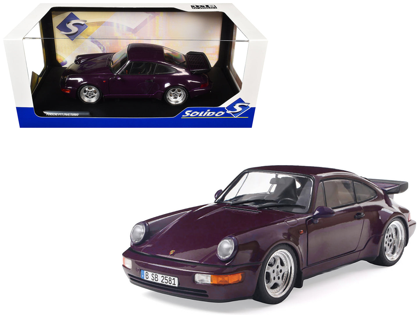1990 Porsche 911 (964) Turbo Violet Blue Metallic 1/18 Diecast Model Car