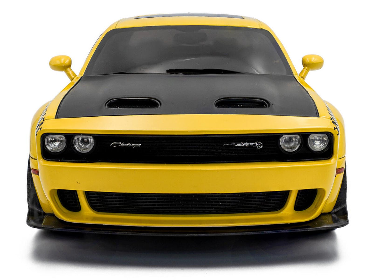 2023 Dodge Challenger SRT Hellcat Redeye Widebody Taxi "NYC Hellcab" Yellow with Black Hood and Graphics 1/18 Diecast Model Car