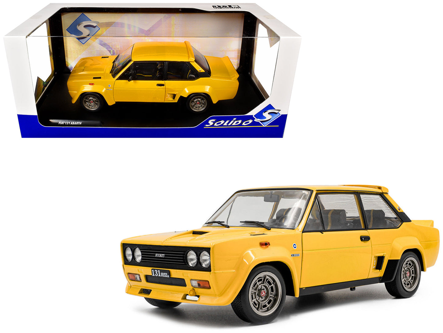 1980 Fiat 131 Abarth Yellow 1/18 Diecast Model Car