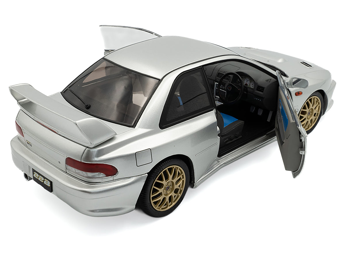 1998 Subaru Impreza 22B RHD (Right Hand Drive) Silver Metallic with Gold Wheels 1/18 Diecast Model Car