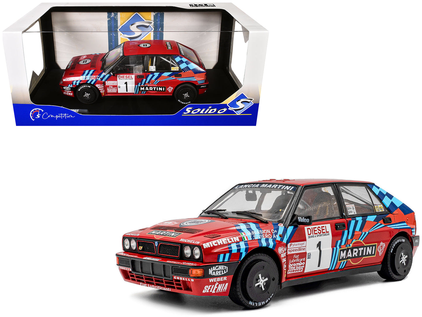 Lancia Delta HF Integrale #1 Miki Biasion - Tiziano Siviero Winner "Rally Sanremo" (1989) "Competition" Series 1/18 Diecast Model Car
