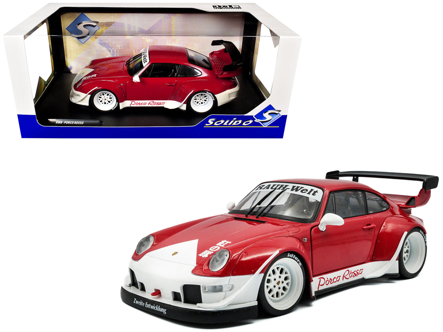 2020 RWB Bodykit "Porco Rosso" Red and White 1/18 Diecast Model Car