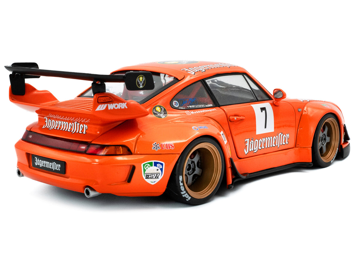 2020 RWB Bodykit #7 "Jagermeister" Orange with Graphics 1/18 Diecast Model Car