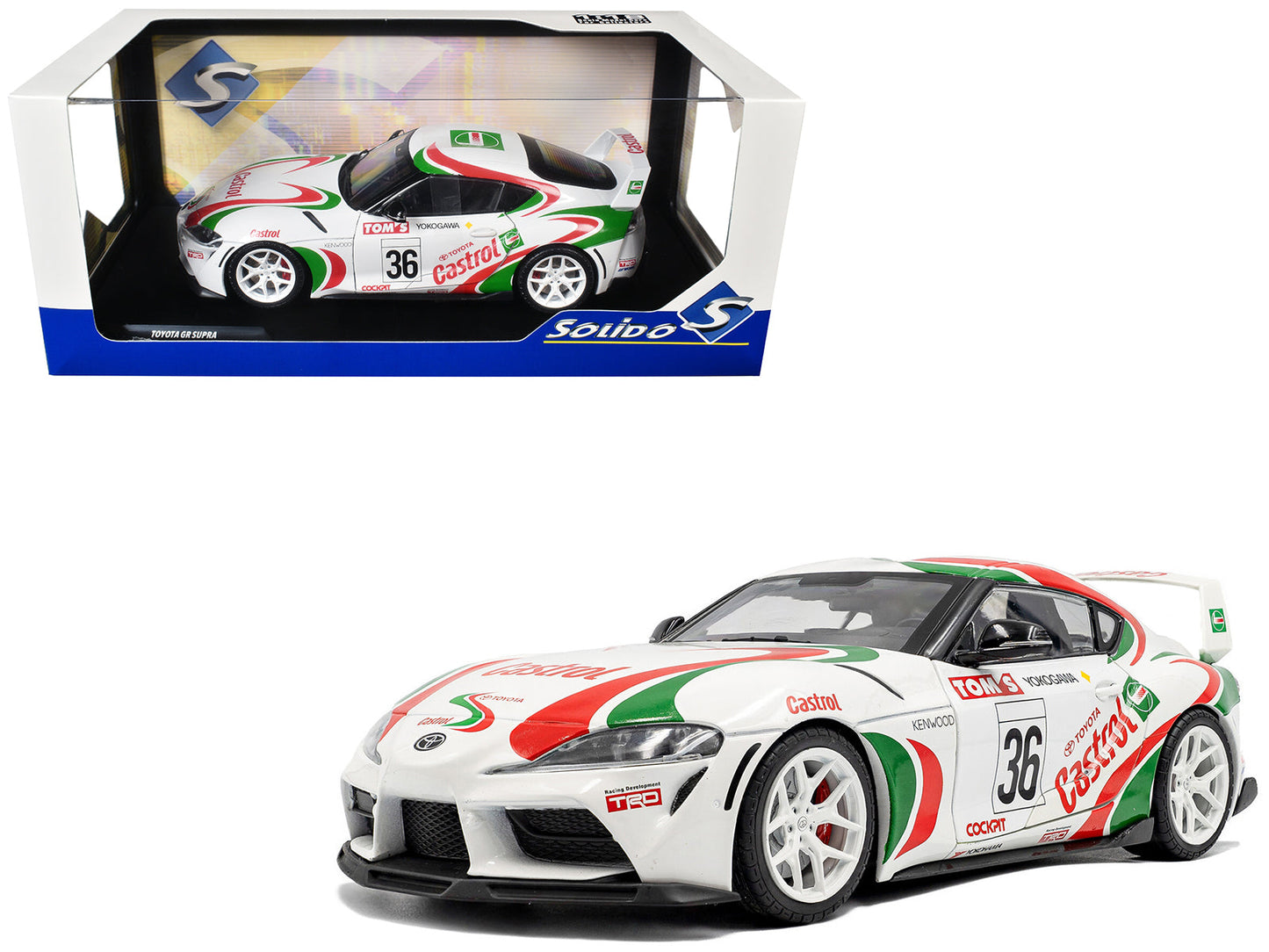 2024 Toyota GR Supra #36 "Toyota Racing Tribute" White with Green and Red Graphics 1/18 Diecast Model Car