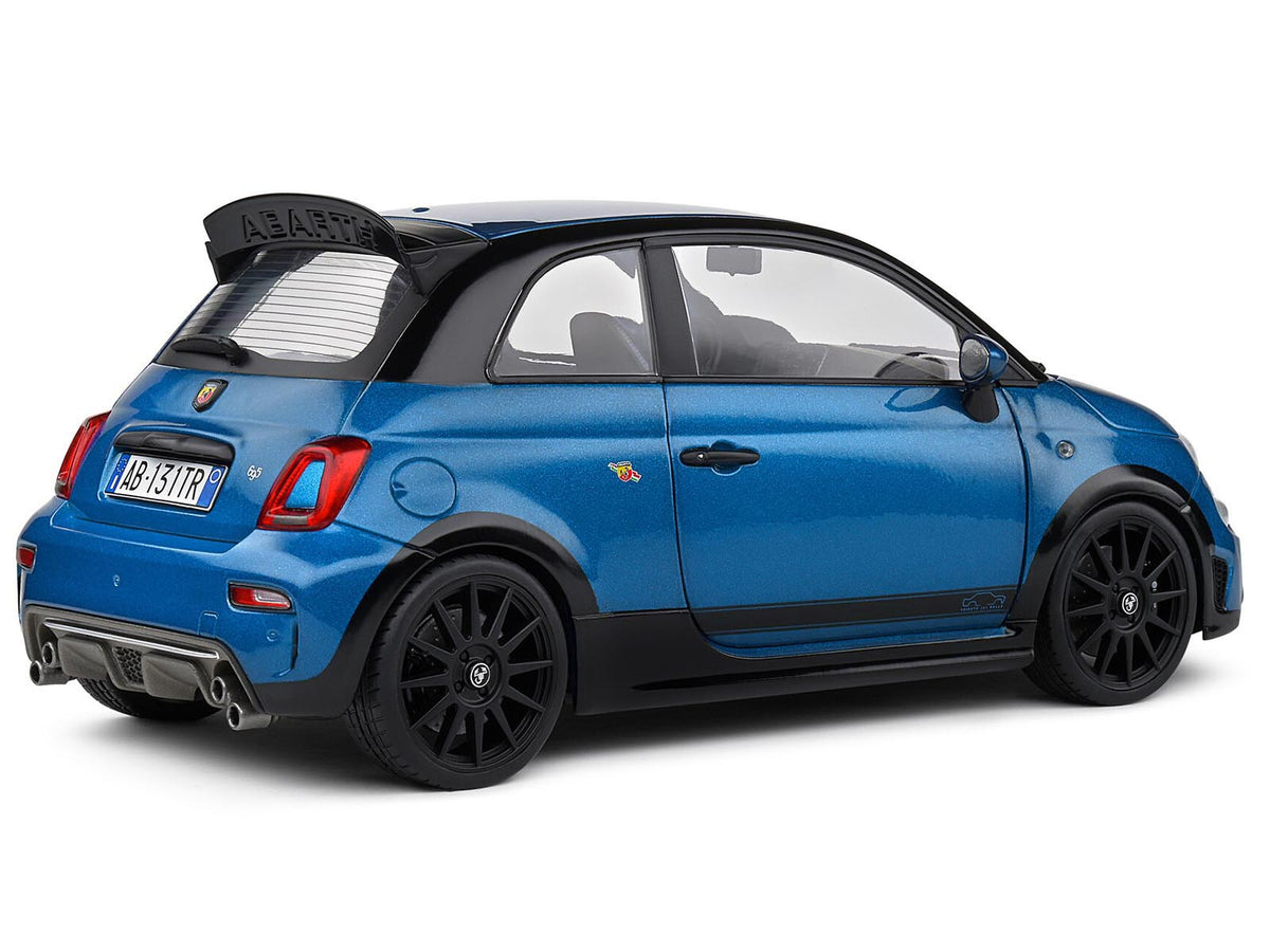 2022 Fiat 695 Abarth "Tributo 131 Rally" Podium Blue Metallic with Black Side Stripes 1/18 Diecast Model Car