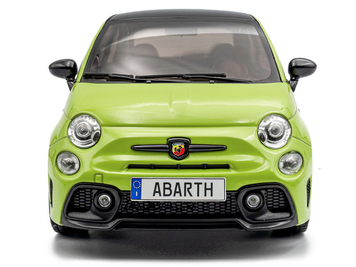 2023 Fiat F595 Abarth Verde Adrenalina Green with Black Top and Stripes 1/18 Diecast Model Car
