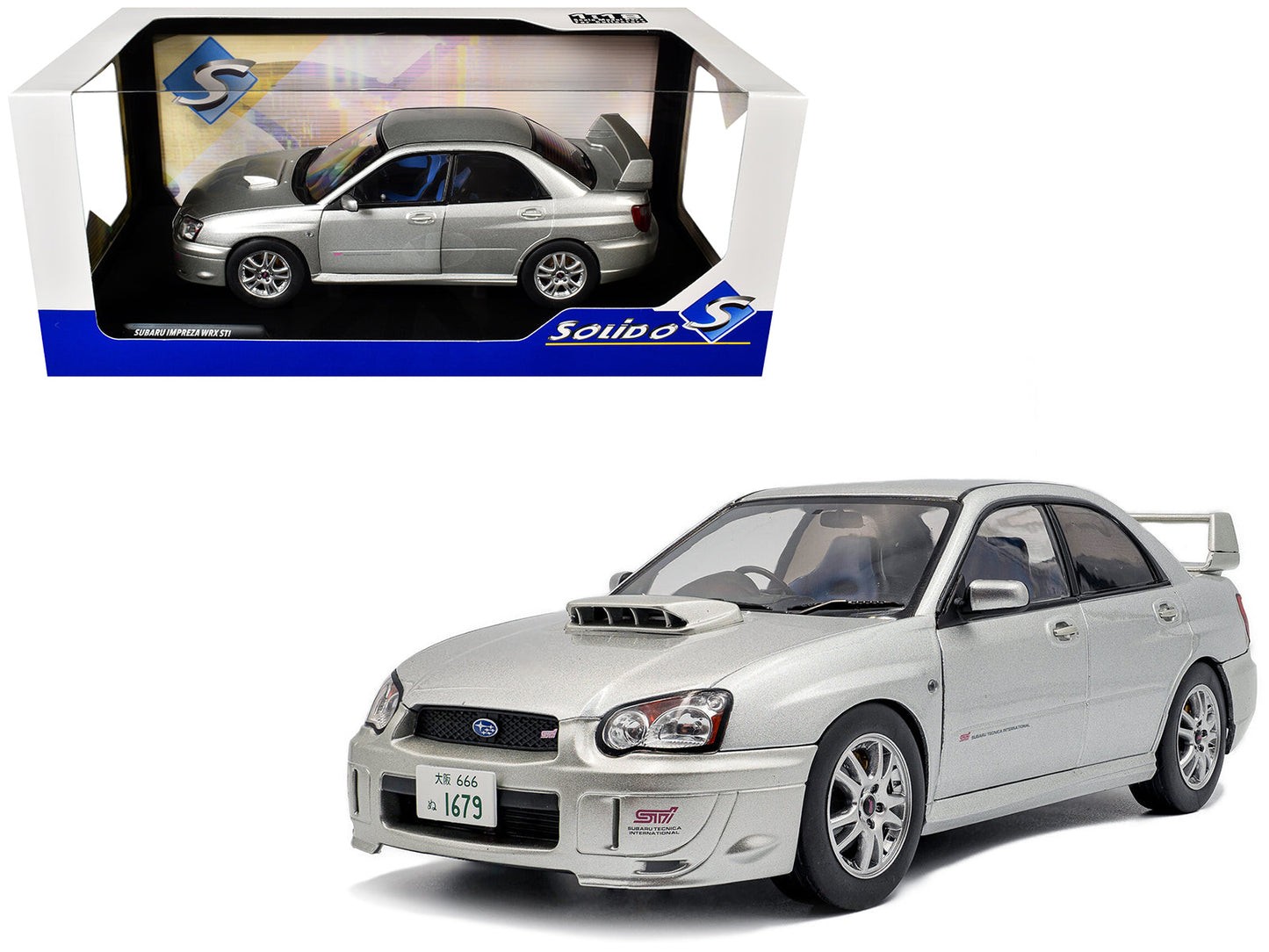 2004 Subaru Impreza WRX STI RHD (Right Hand Drive) Premium Silver Effect 1/18 Diecast Model Car