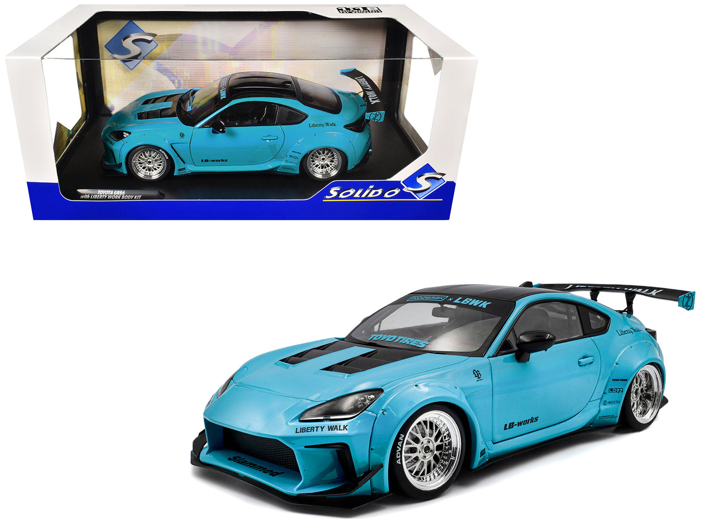 2024 Toyota GR86 LBWK Body Kit RHD (Right Hand Drive) Baby Blue with Black Top 1/18 Diecast Model Car