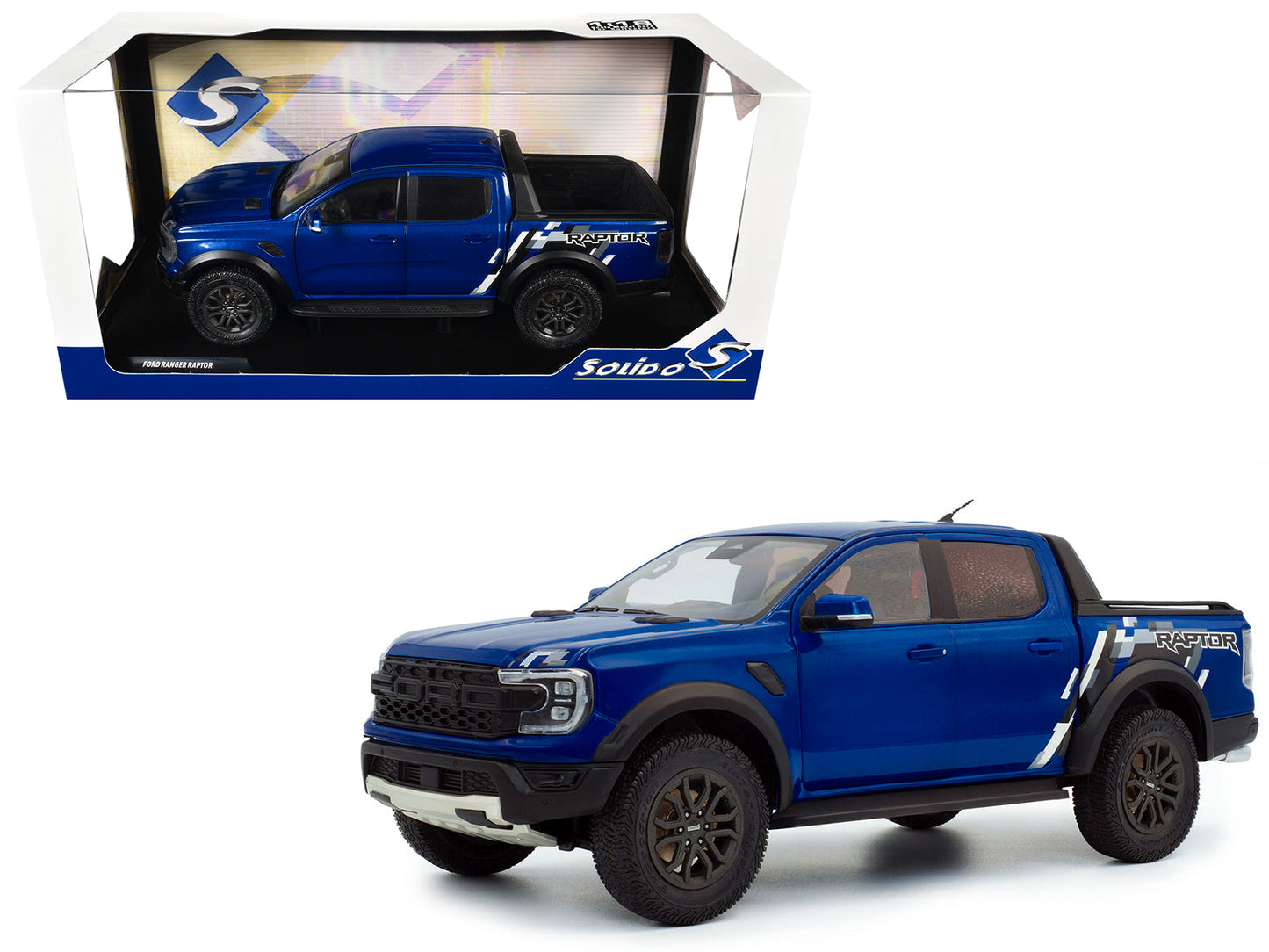 2024 Ford Ranger Raptor Pickup Truck Blue Lightning Metallic 1/18 Diecast Model Car