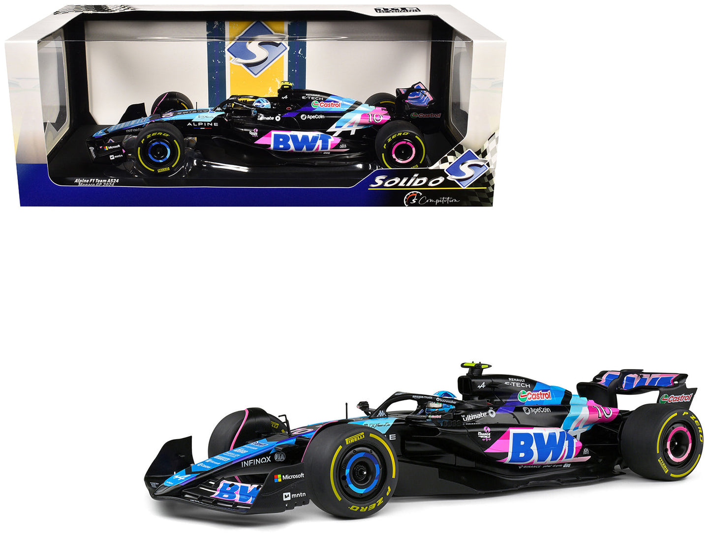 Alpine A524 #10 Pierre Gasly "BWT" Formula One F1 Monaco GP (2024) "Competition" Series 1/18 Diecast Model Car