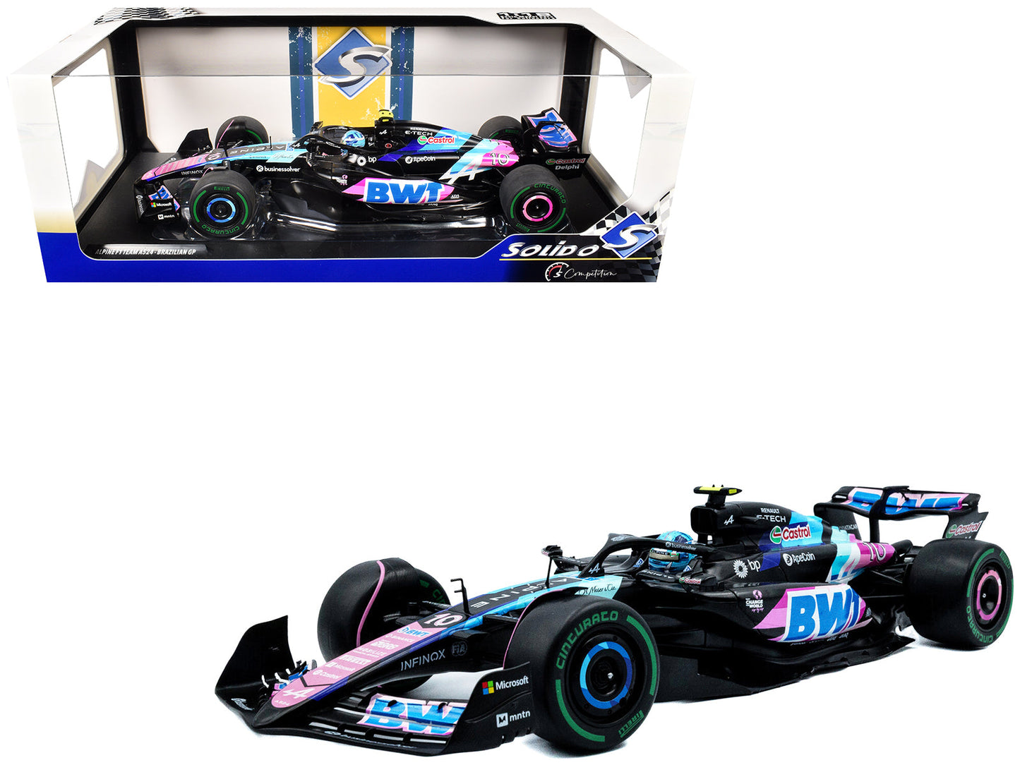 Alpine A524 #10 Pierre Gasly "BWT" 3rd Place Formula One F1 "Sao Paulo GP" (2024) "Competition" Series 1/18 Diecast Model Car