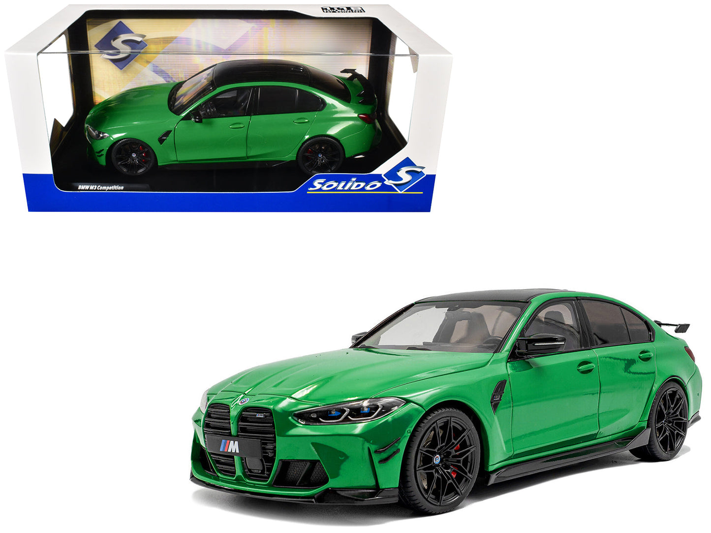 2024 BMW M3 Competition Signal Green with Carbon Top 1/18 Diecast Model Car