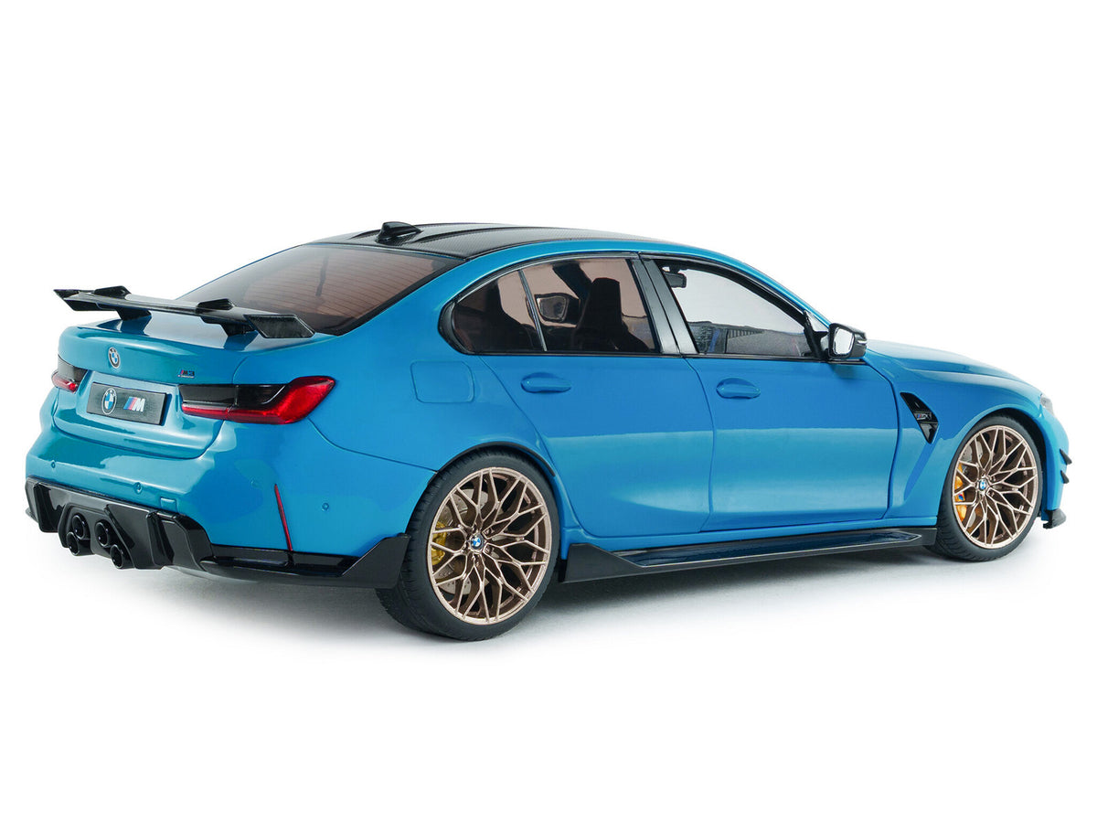 2024 BMW M3 Competition Daytona Beach Blue with Carbon Top 1/18 Diecast Model Car