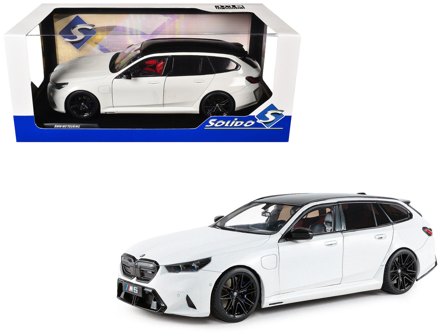 2025 BMW M5 Touring Alpine White with Black Top 1/18 Diecast Model Car