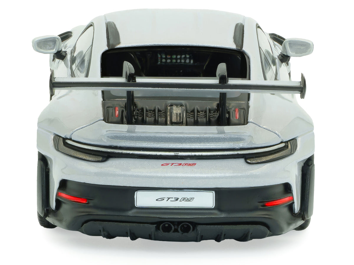 2023 Porsche 911 (992) GT3 RS Ice Gray Metallic with Pyro Red Stripes 1/43 Diecast Model Car
