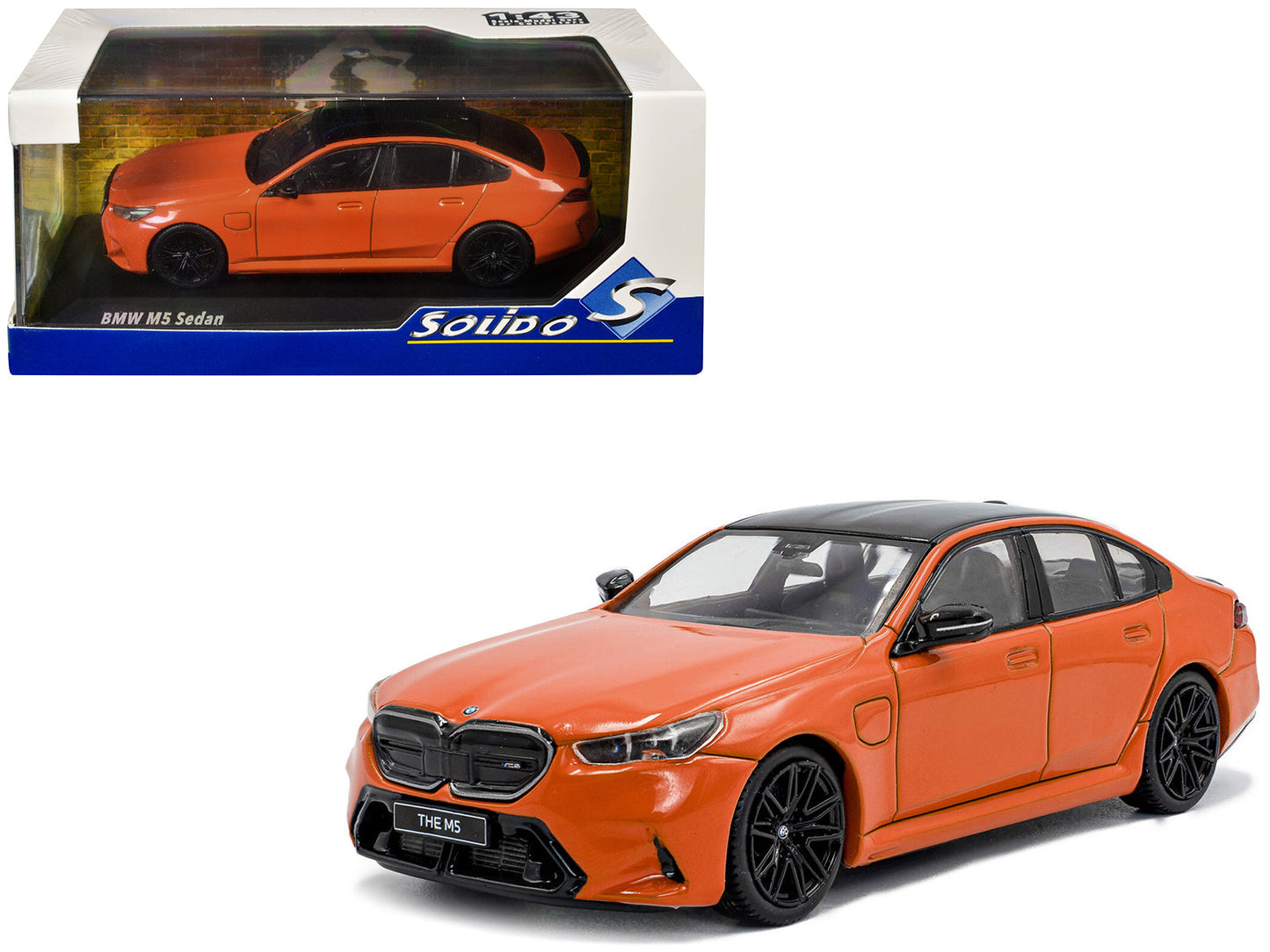2024 BMW M5 Sedan Fire Orange III with Black Top 1/43 Diecast Model Car