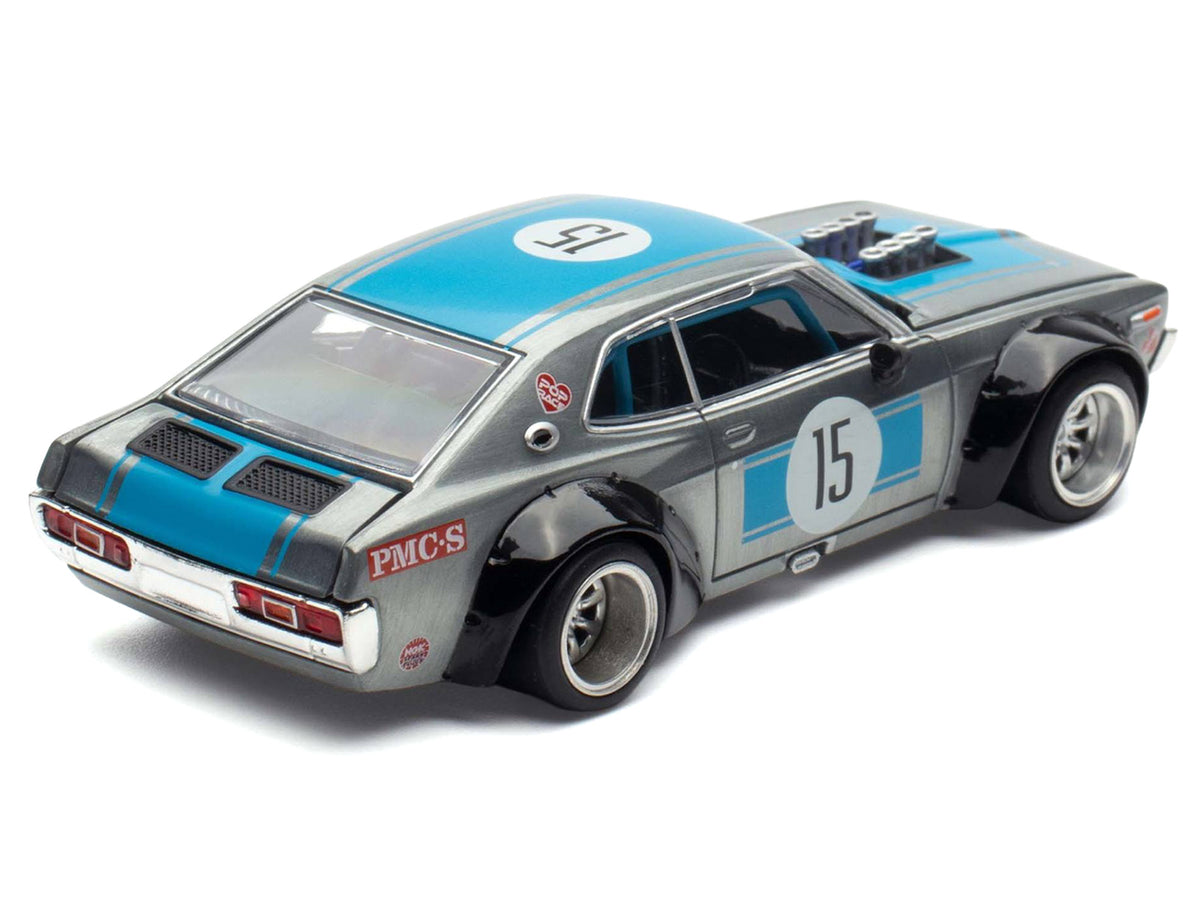 Datsun Laurel C130 RHD (Right Hand Drive) #15 Raw Metal with Blue Stripes "APA XPO 2025 Exclusive" 1/64 Diecast Model Car