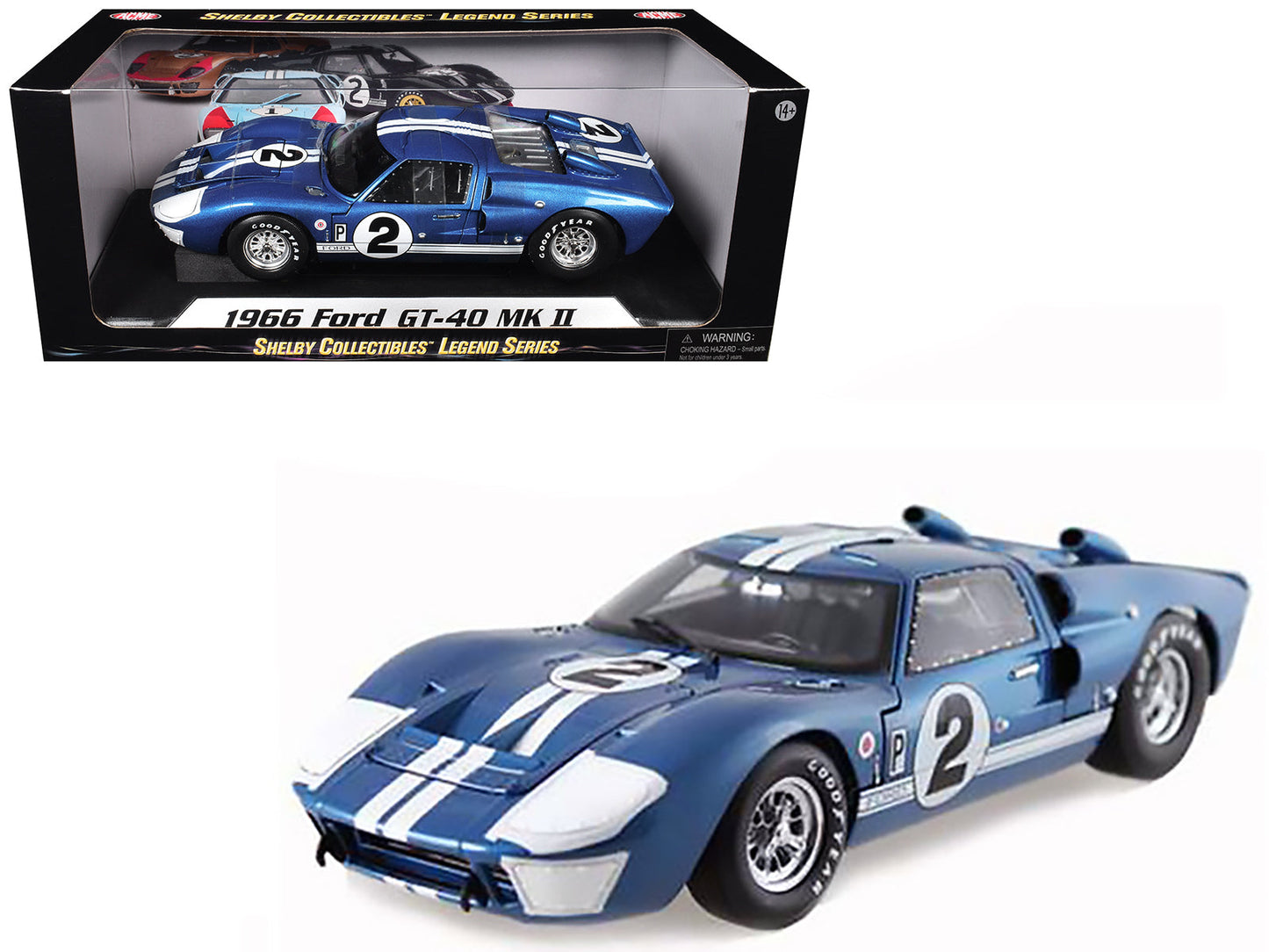 1966 Ford GT40 GT 40 Mark II #2 Blue 12 Hours of Sebring 1/18 Diecast Car Model
