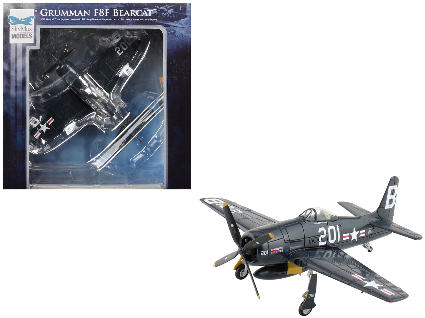 Grumman F8F-2P Bearcats Fighter Aircraft "121714 Duxford (Restored Plane)" (2014) United States Navy "SkyMax Flying Heroes" 1/72 Diecast Model