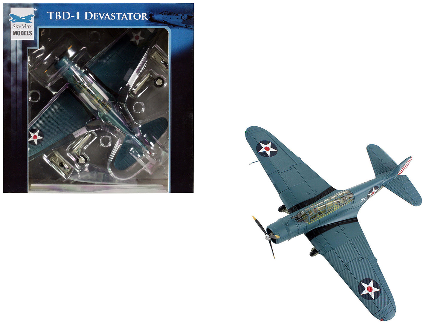 Douglas TBD-1 Devastator Bomber Aircraft "Lt. Cdr. James Brett VT-2 USS Lexington" (1942) United States Navy "SkyMax Models" Series 1/72 Diecast Model