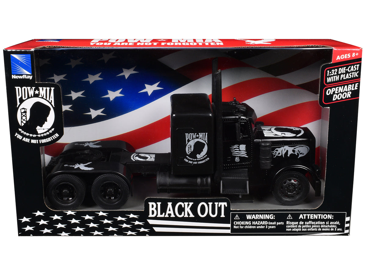Peterbilt Custom Truck Black Out "POW-MIA You Are Not Forgotten" 1/32 Diecast Model