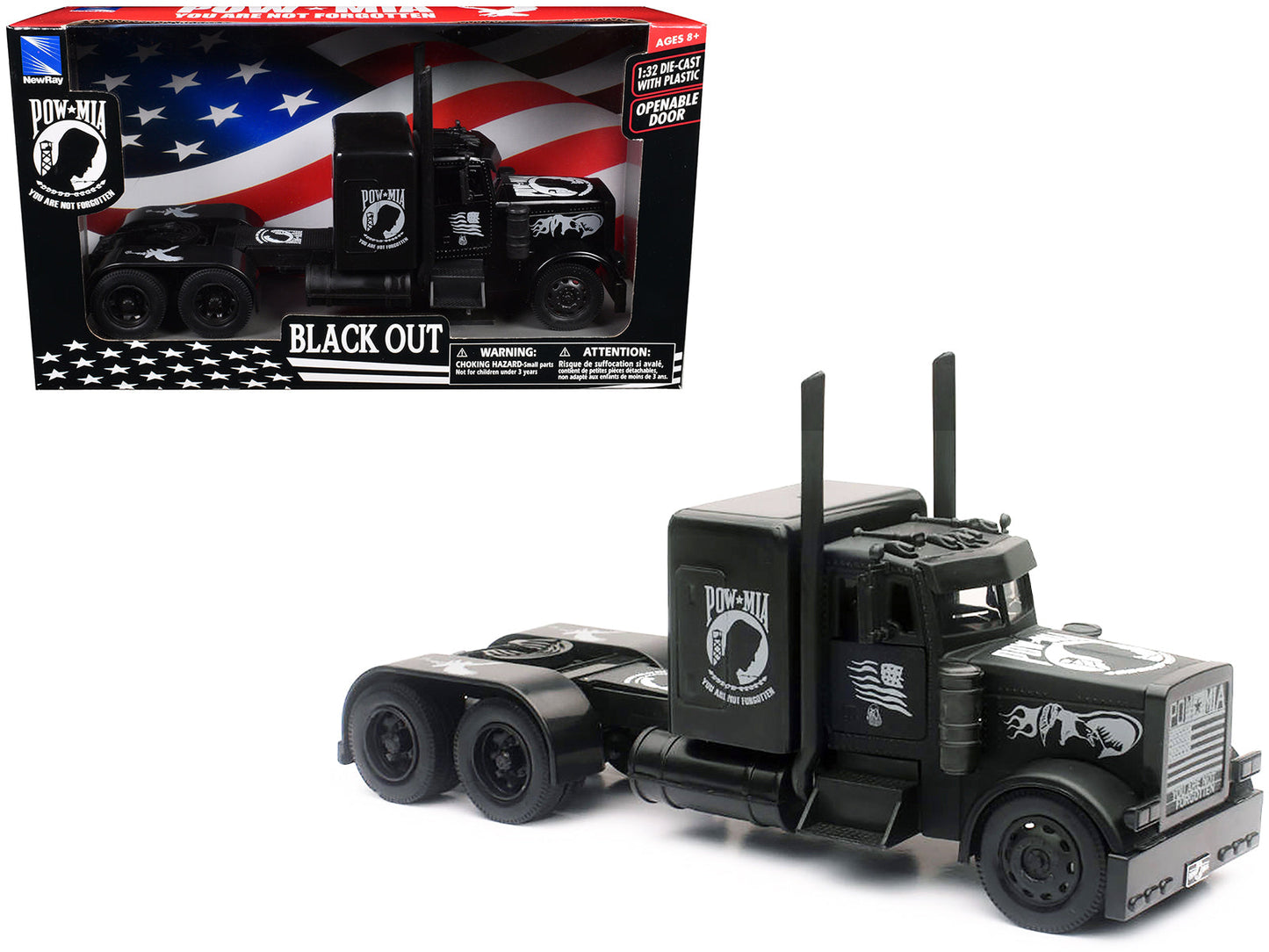 Peterbilt Custom Truck Black Out "POW-MIA You Are Not Forgotten" 1/32 Diecast Model