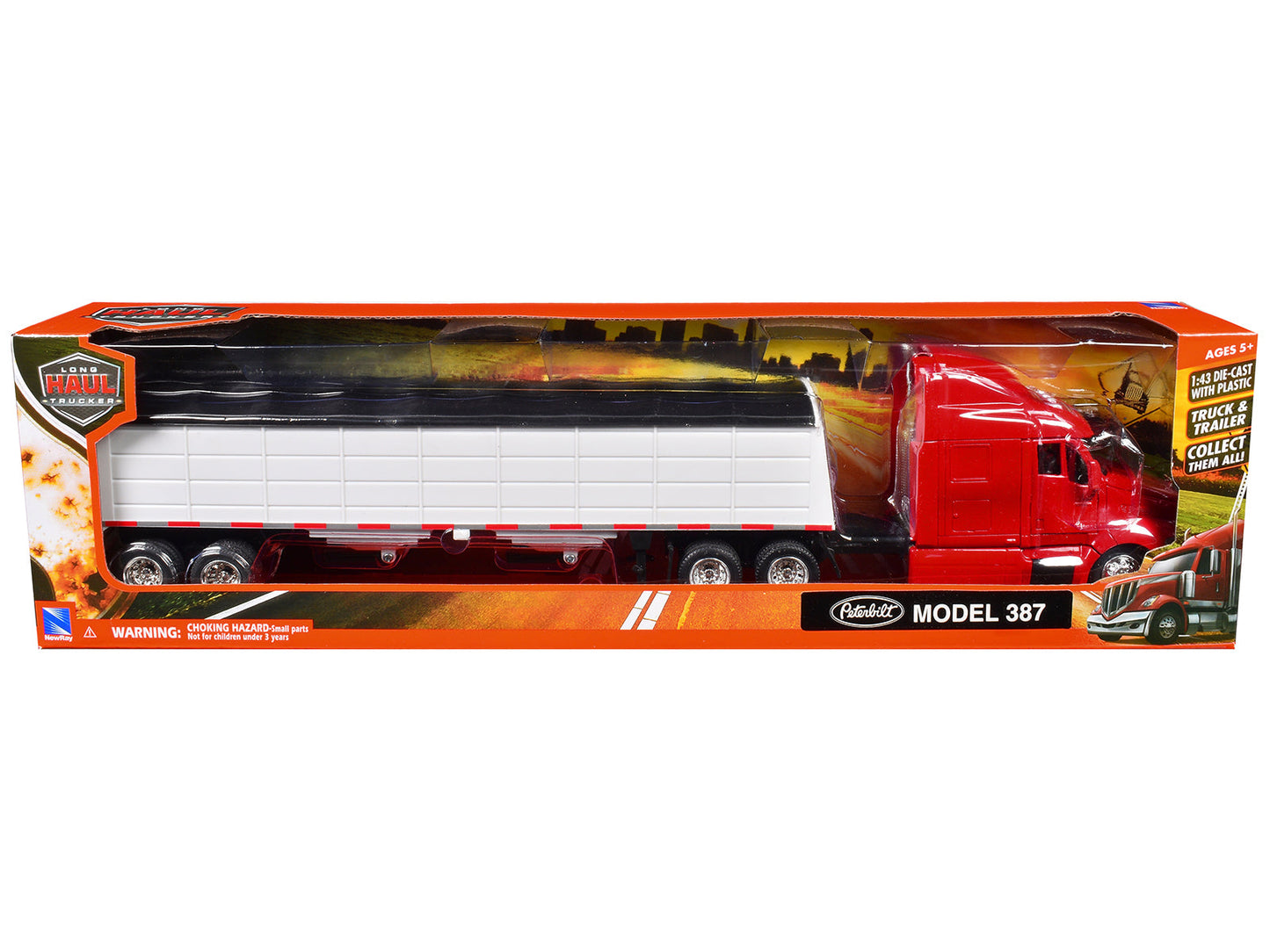 Peterbilt 387 Truck Red with Grain Trailer White "Long Haul Truckers" Series 1/43 Diecast Model