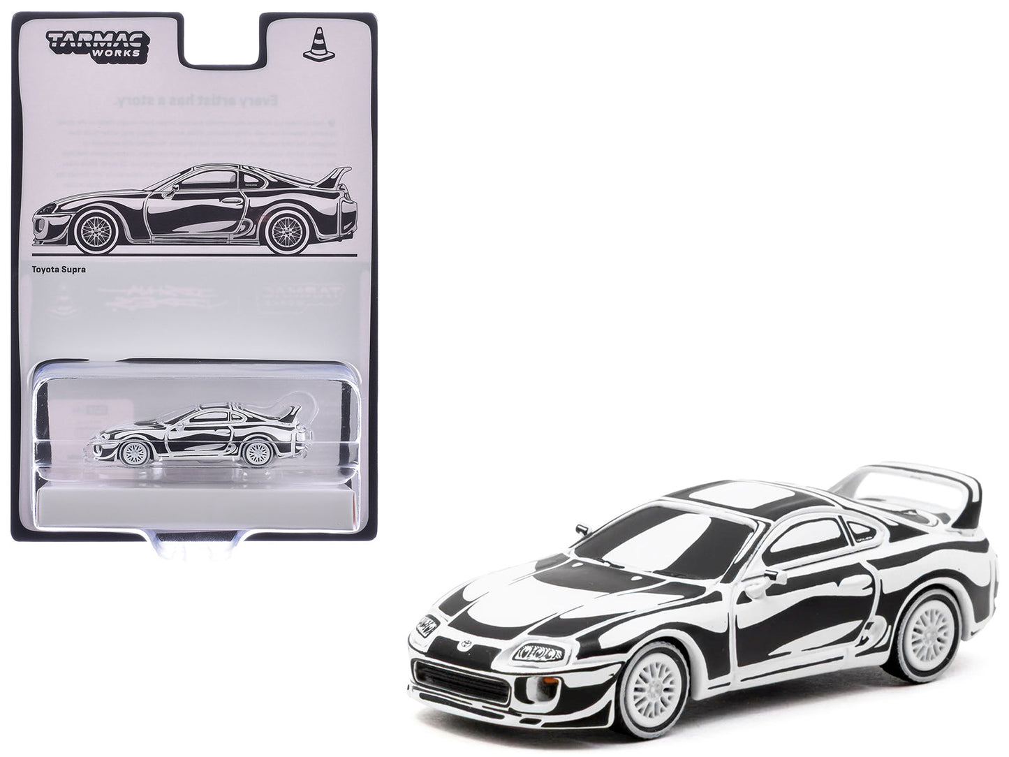 Toyota Supra "Designed by Joshua Vides" Black and White "Hobby64" Series 1/64 Diecast Model Car