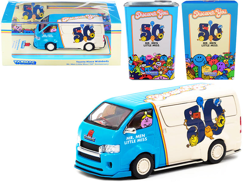 Toyota Hiace Widebody Van "Mr. Men Little Miss 50th Anniversary" (1971-2021) with METAL OIL CAN 1/64 Diecast Model Car