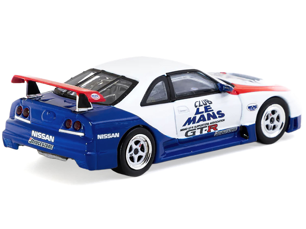 Nissan Nismo GT-R LM RHD (Right Hand Drive) "1995 Launch Version" White with Red and Blue Accents "Hobby64" Series 1/64 Diecast Model Car