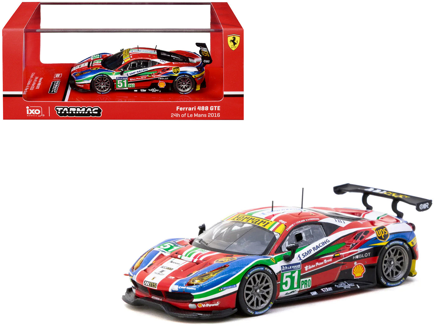 Ferrari 488 GTE #51 Gianmaria Bruni - Alessandro Pier Guidi - James Calado "AF Corse" "24 Hours of Le Mans" (2016) "Hobby64" Series 1/64 Diecast Model Car