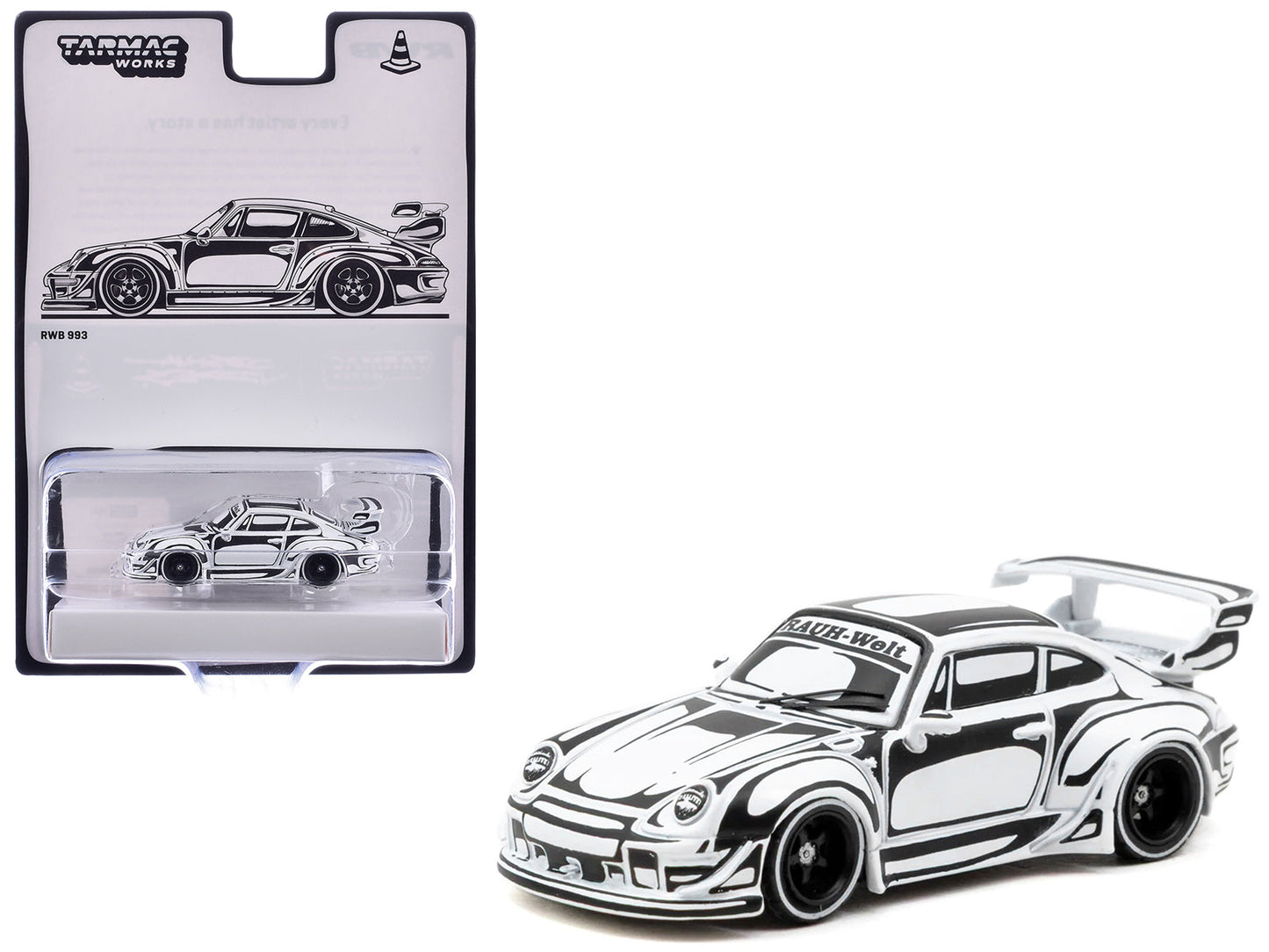 RWB 993 "Designed by Joshua Vides" Black and White "Hobby64" Series 1/64 Diecast Model Car