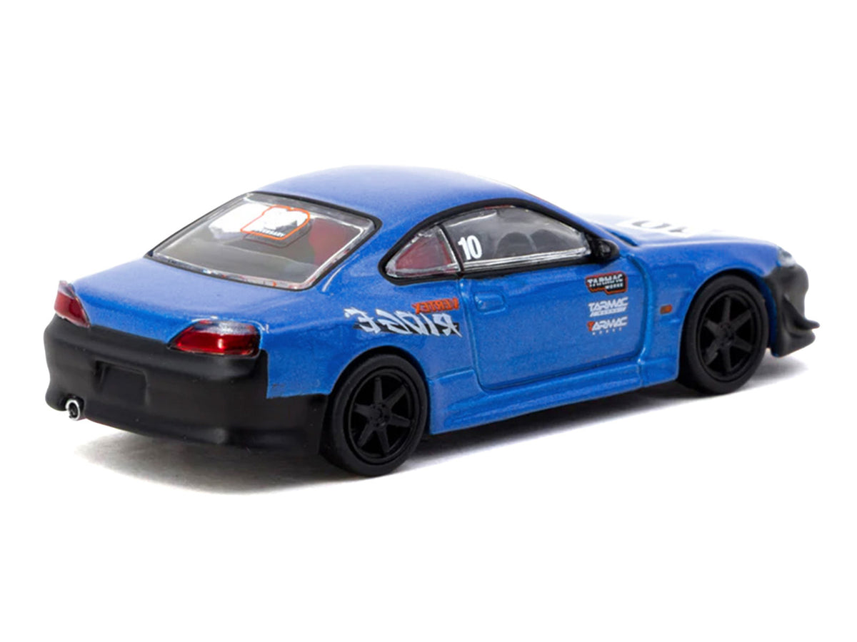 Nissan Vertex Silvia (S15) RHD (Right Hand Drive) #10 "Tarmac Works 10th Anniversary" Blue Metallic "Global64" 1/64 Diecast Model Car