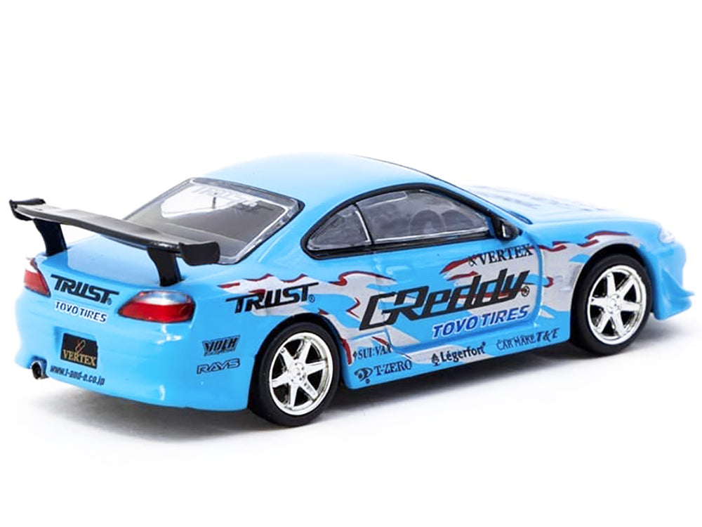 Nissan Silvia (S15) Vertex RHD (Right Hand Drive) "GReddy" Light Blue "Global64" Series 1/64 Diecast Model