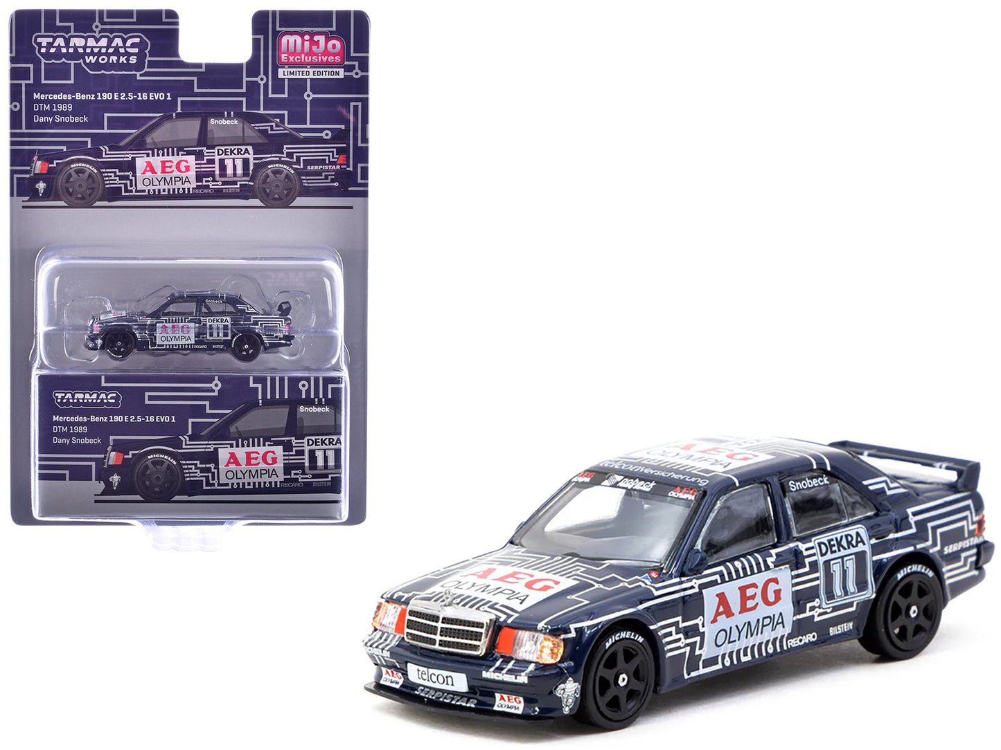 Mercedes-Benz 190 E 2.5-16 EVO 1 #11 Dany Snobeck "Deutsche Tourenwagen Meisterschaft (DTM)" (1989) "Global64" Series 1/64 Diecast Model