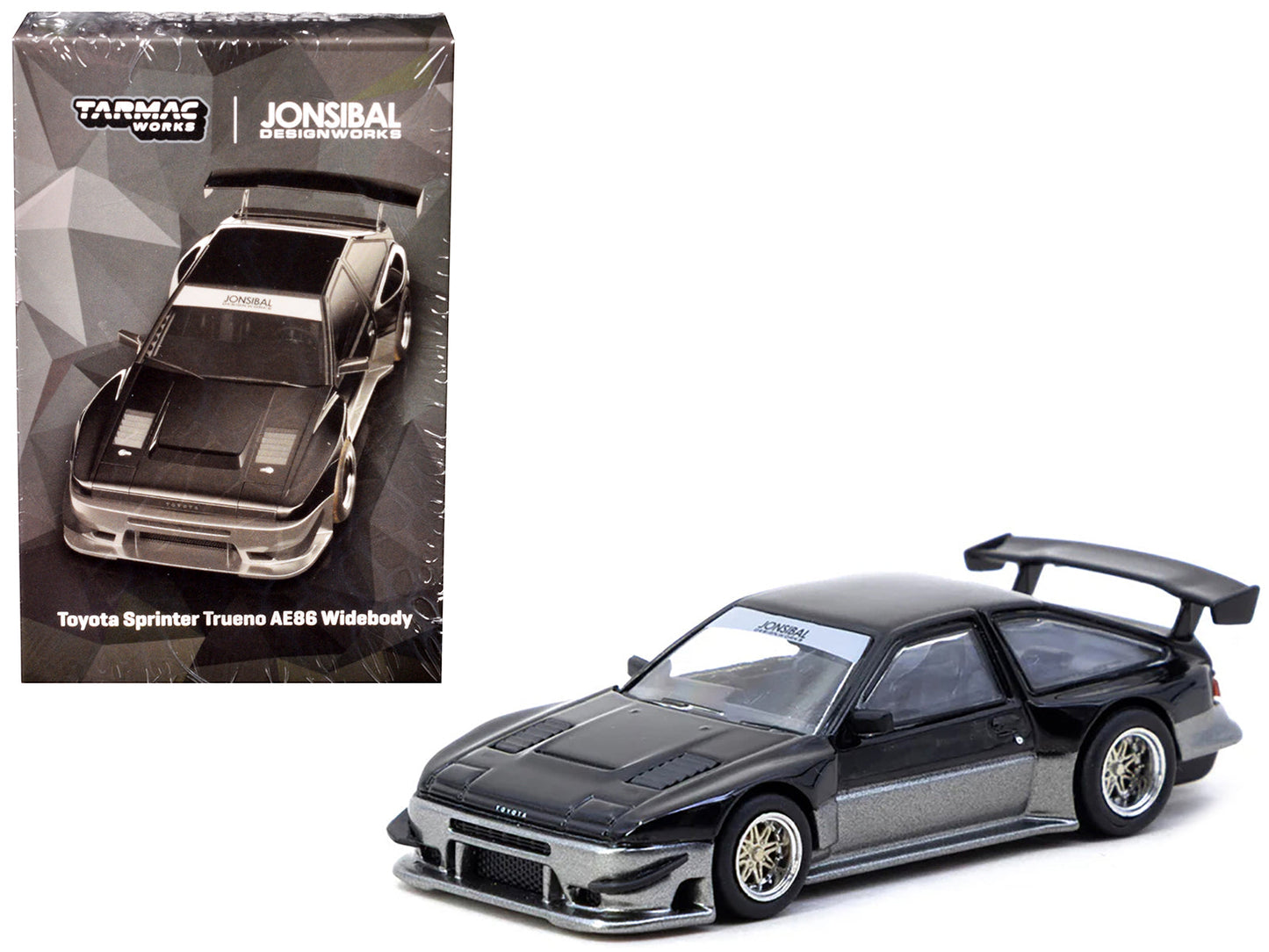 Toyota Sprinter Trueno AE86 Widebody RHD (Right Hand Drive) "Jonsibal Designworks" Black and Gray Metallic "Global64" Series 1/64 Diecast Model