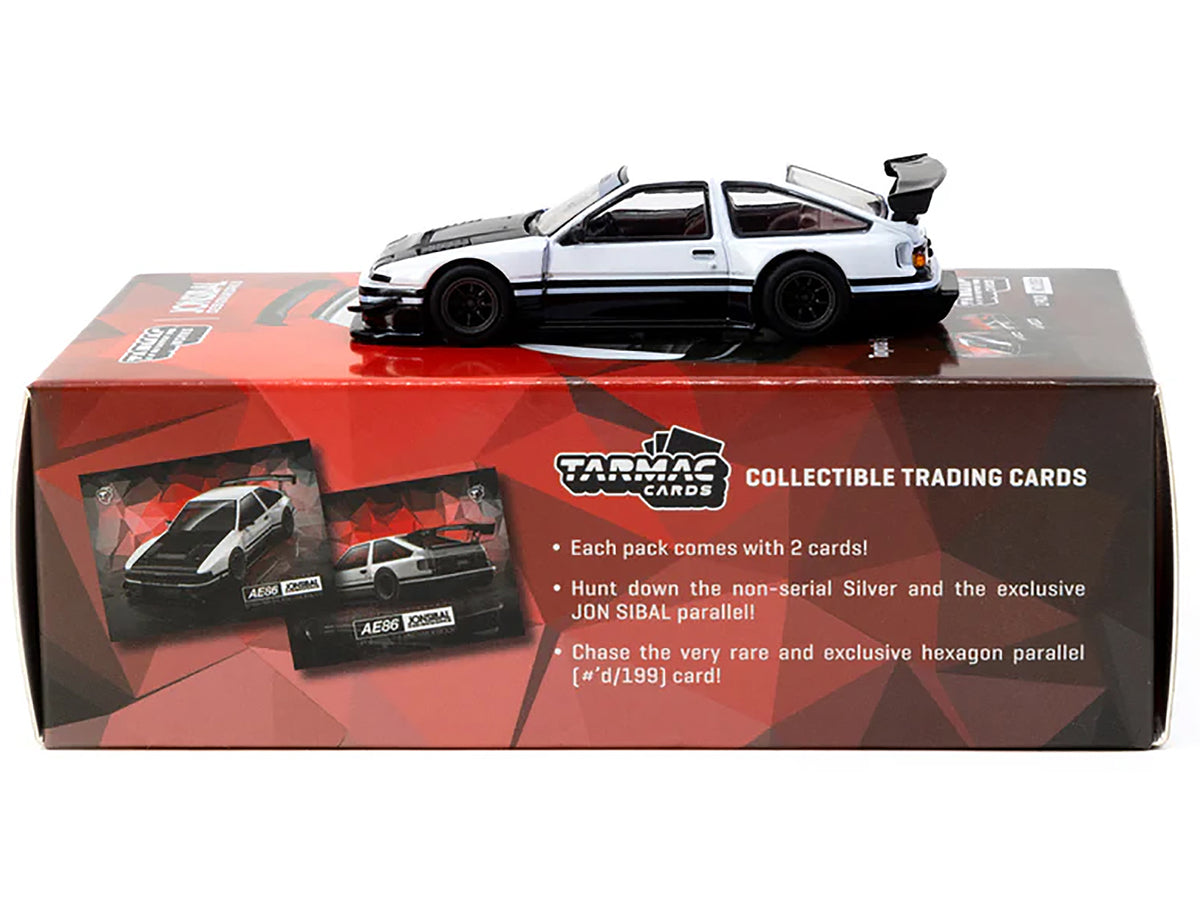 Toyota Sprinter Trueno AE86 Widebody RHD (Right Hand Drive) White and Black with Tarmac Cards "Global64" Series 1/64 Diecast Model
