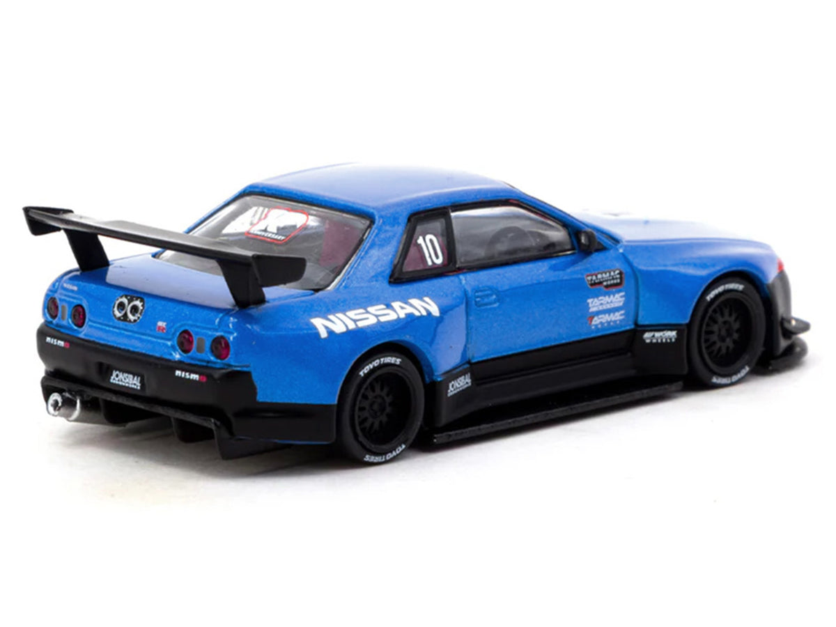 Nissan Skyline (R32) Widebody RHD (Right Hand Drive) #10 "Tarmac Works 10th Anniversary" Blue Metallic "Global64" 1/64 Diecast Model Car