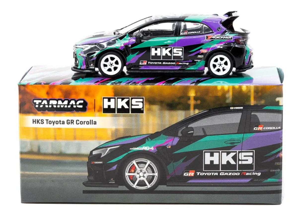 Toyota GR Corolla RHD (Right Hand Drive) "HKS" Black with Graphics "Global64" Series 1/64 Diecast Model