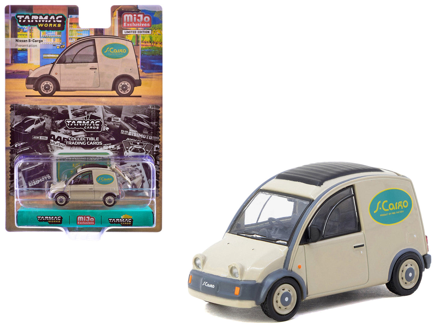 Nissan S-Cargo Van RHD (Right Hand Drive) "Presentation" Beige with Tarmac Cards "Global64" Series 1/64 Diecast Model Car