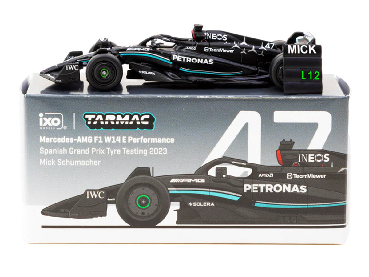 Mercedes-AMG F1 W14 E Performance #47 Mick Schumacher Formula One F1 "Spanish GP Tyre Testing" (2023) with Pit Board "Global64" Series 1/64 Diecast Model