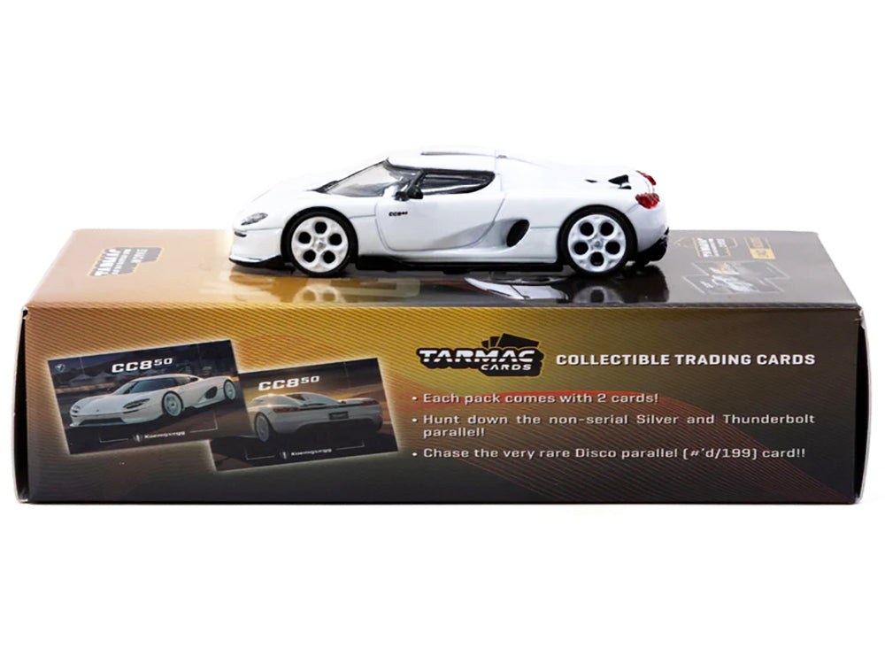 Koenigsegg CC850 White with Tarmac Cards "Global64" Series 1/64 Diecast Model