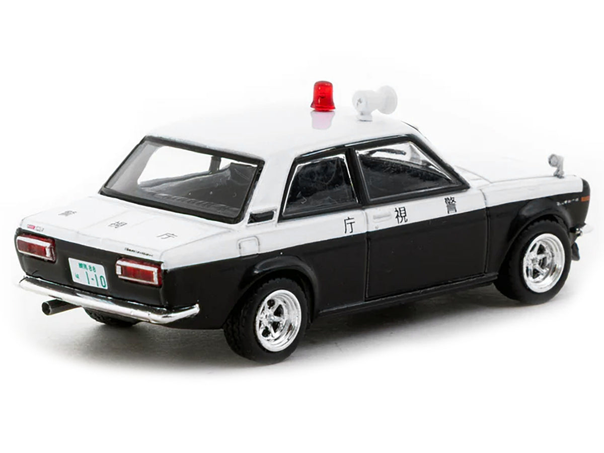 Datsun 510 "Japanese Police" Black and White "Road64" Series 1/64 Diecast Model Car