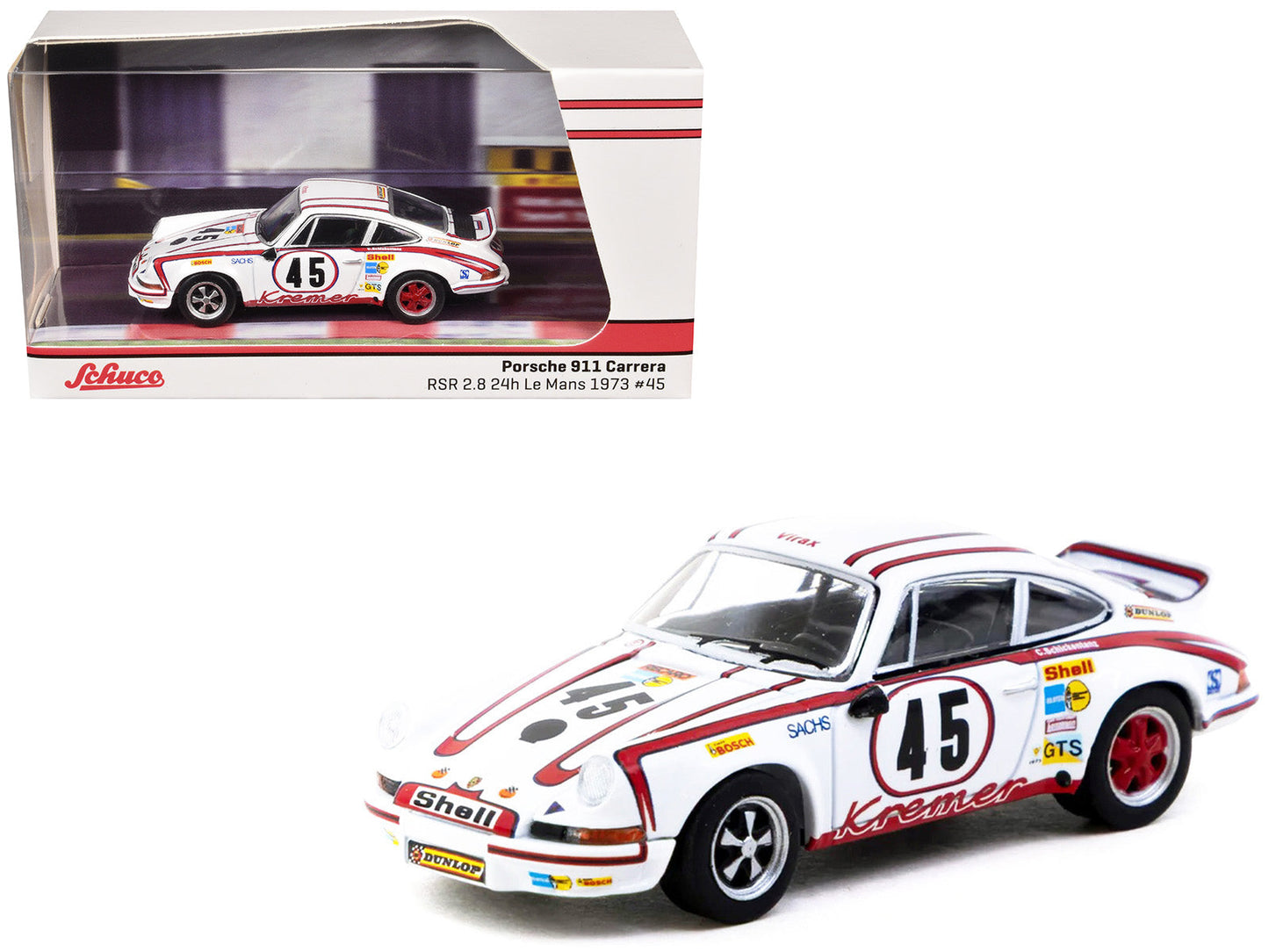 Porsche 911 Carrera RSR 2.8 #45 Erwin Kremer - Paul Keller - Clemens Schickentanz "Kremer Racing Team" GTS 3.0 Class Winner "24 Hours of Le Mans" (1973) "Collab64" Series 1/64 Diecast Model Car by Schuco & Tarmac Works