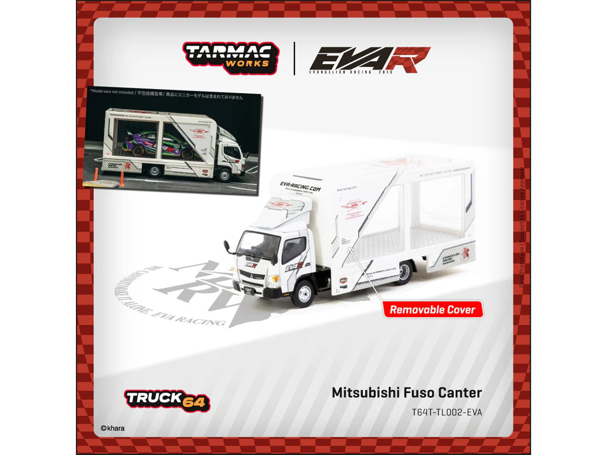 Mitsubishi Fuso Canter Mobile Display Truck RHD (Right Hand Drive) "EVA Racing" White with Graphics "Truck64" Series 1/64 Diecast Model Car