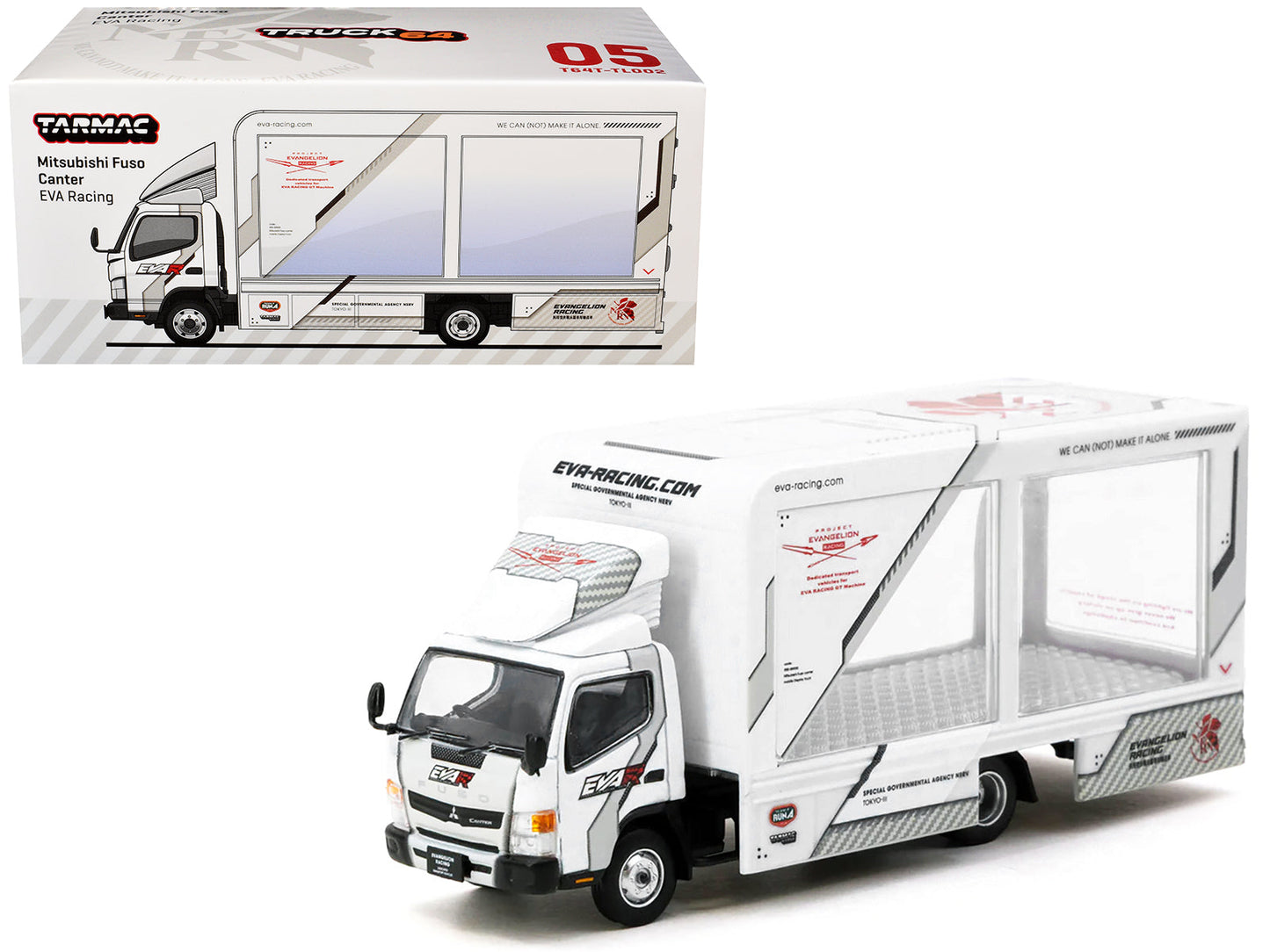 Mitsubishi Fuso Canter Mobile Display Truck RHD (Right Hand Drive) "EVA Racing" White with Graphics "Truck64" Series 1/64 Diecast Model Car