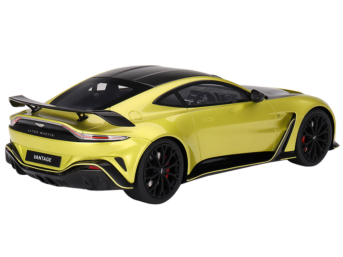 2022 Aston Martin V12 Vantage RHD (Right Hand Drive) Cosmopolitan Yellow with Black Hood and Top 1/18 Model Car