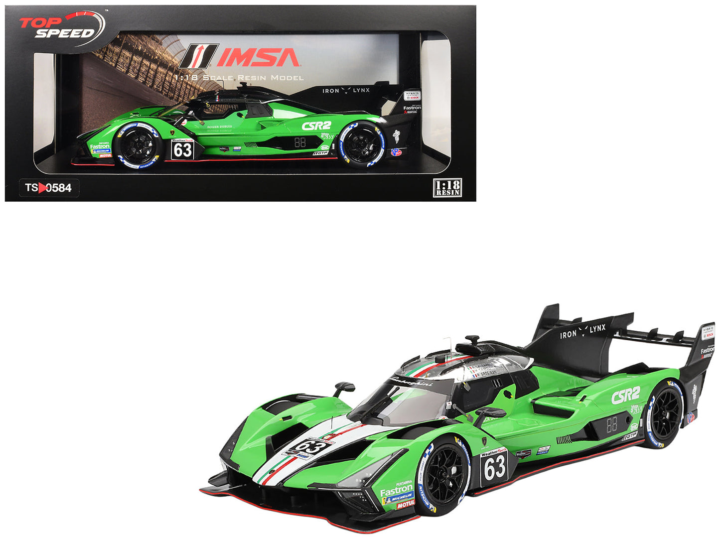 Lamborghini SC63 #63 Matteo Cairoli - Andrea Caldarelli - Romain Grosjean "Iron Lynx" IMSA "12 Hours of Sebring" (2024) 1/18 Model Car