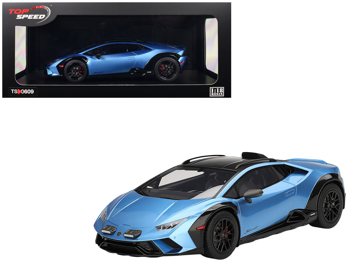 Lamborghini Huracan Sterrato Blu Aegir Blue Metallic with Matt Black Top 1/18 Model Car